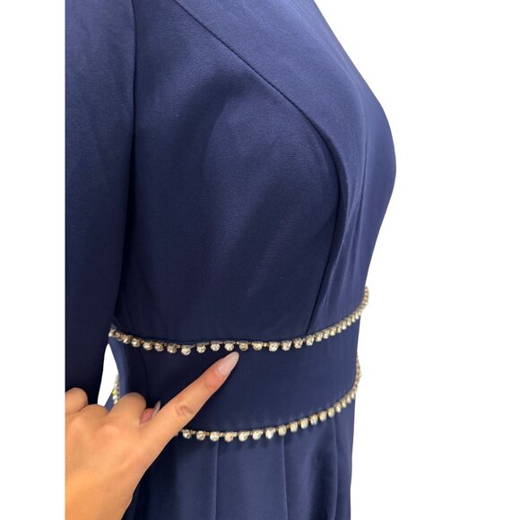 Mac Duggal A-Line Rhinestone Waist Evening Gown Midnight Blue Womens Size 8 - Picture 9 of 10